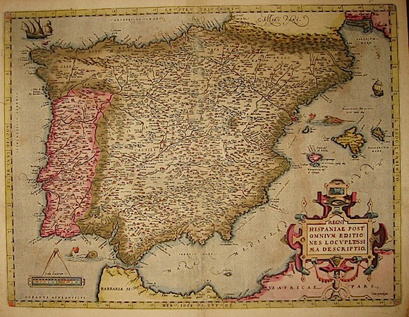 Ortelius Abraham (1528-1598) Regni Hispaniae post omnium editiones locupletissima descriptio 1603 Anversa, Jean Baptiste Vrients 